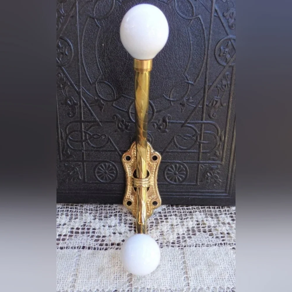 Vintage Double Royal Elegant Brass and White Wall Hook